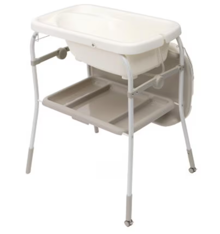 אמבטיה עם משטח החתלה מתקפל Soft Bubble שמנת Chicco