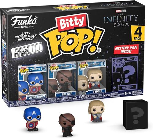 Funko Bitty Pop Marvel The Infinity Saga 4 Pack with Display — פאנקו ביטי פופ מארוול The Infinity Saga מארז 4 עם מעמד תצוגה