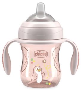 כוס אימון עם ידיות ופיית סיליקון לגיל 4M+ ללא טיפטוף 200 מ"ל - ורוד