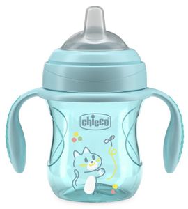 כוס אימון עם ידיות ופיית סיליקון לגיל 4M+ ללא טיפטוף 200 מ"ל - כחול