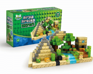 משחק קוביות מגנטיות בהשראת מיינקראפט - 100 חלקים פרמידה