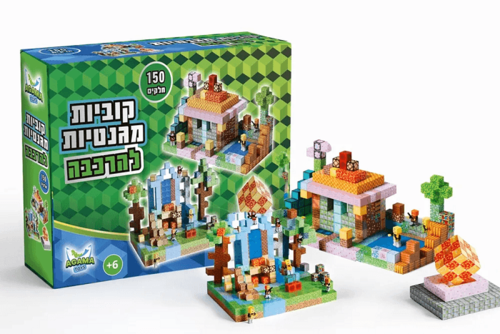 משחק קוביות מגנטיות בהשראת מיינקראפט - 150 חלקים 