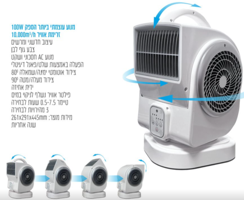 מאוורר מפוח דיגיטלי עוצמתי FORCE 100W שלט+טיימר  - הדגם המוביל ! - NORTHER