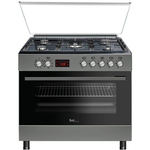 תנור משולב כיריים גז 90 ס״מ נירוסטה SOL דגם SLX96/MFT