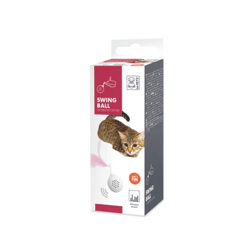 אמ פטס M-Pets כדור סביבון על בטריות עם נוצה וורודה