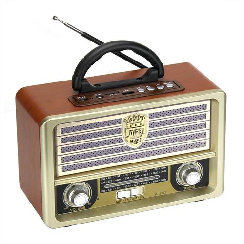 רדיו שולחני נייד בסגנון רטרו NS-8098BT – AM/FM/SW 3 תחומים עם רמקול סטריאו אלחוטי בעיצוב עץ Speaker Retro Bluetooth Radio 