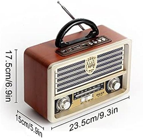 רדיו שולחני נייד בסגנון רטרו NS-8098BT – AM/FM/SW 3 תחומים עם רמקול סטריאו אלחוטי בעיצוב עץ Speaker Retro Bluetooth Radio 