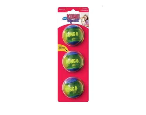 KONG קונג SQUEEZ שלשיית כדורים BLUE מצפצפים M