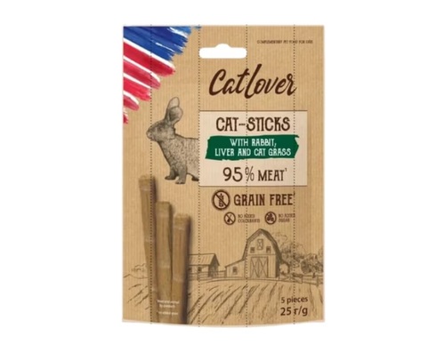 CAT LOVER קאט לובר חטיף סטיקים לחתול בטעם ארנב כבד 25 גרם