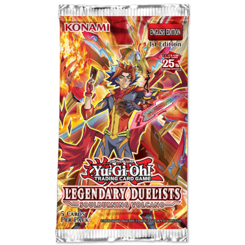 Yu-Gi-Oh! Legendary Duelists Soulburning Volcano Booster Pack Trading Cards (1 Pack) | חבילת בוסטר קלפי Yu-Gi-Oh! Legendary Duelists Soulburning Volcano (יחידה אחת)
