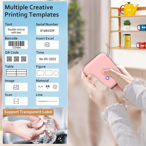 מדפסת מדבקות אלחוטית קומפקטית – חיבור Bluetooth, הדפסה מהירה וללא דיו