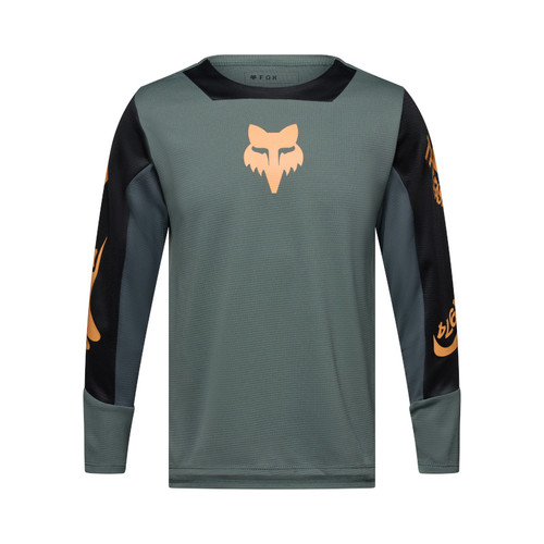 חולצת רכיבה ארוכה לילדים פוקס ירוק -FOX YTH DEFEND LS CREATION JERSEY 