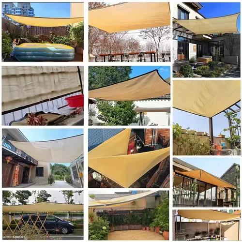 רשת צל מקצועית לגינה ולמרפסת 6x6 מ' (צבע בז') | 90% הצללה