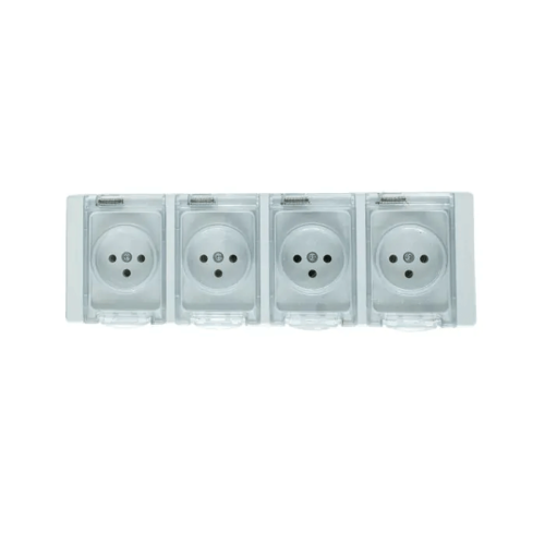 שקע כוח מוגן מים על הטיח ip65, 16ax4, 250v, יציאות – sw-wmip-04 – semicom switch