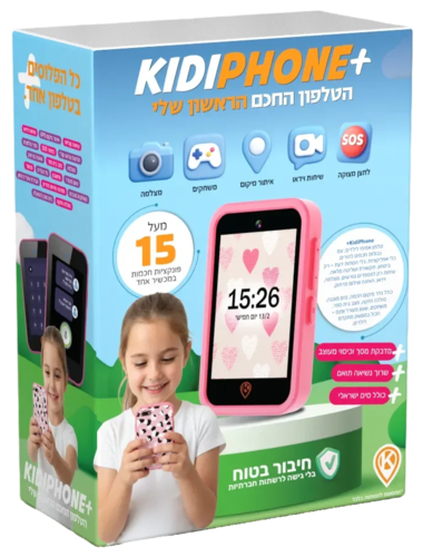 טלפון סמארטפון חכם לילדים קידיפון פלוס KidiPhone Plus תומך רשת 4G - ורוד