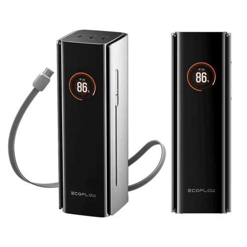 מטען נייד מקצועי EcoFlow RAPID PRO עם כבל USB-C מובנה וטעינה עד 140W