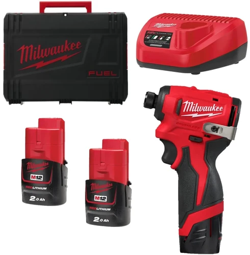 מברגת אימפקט קומפקטי brushless M12™‎ + מארז ו 2 סוללות 2A ומטען + סט ביטים מתנה M12 BLIDRC