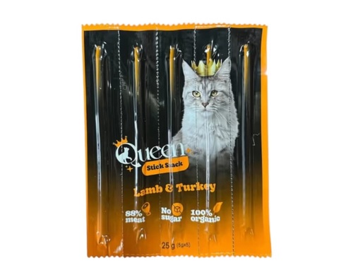 Queen קווין חטיף מקלות לחתול בטעם כבש והודו 5 יח'