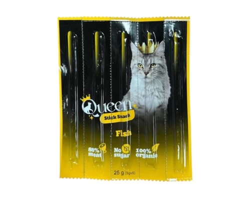 Queen קווין חטיף מקלות לחתול בטעם סלמון ופורל 5 יח'
