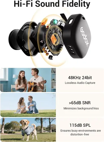 מיקרופון דש אלחוטי קומפקטי Godox C01 2-Person Wireless Microphone System USB-C