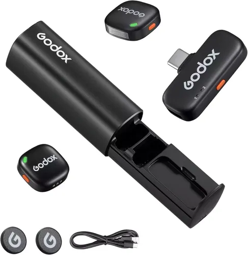 מיקרופון דש אלחוטי קומפקטי Godox C01 2-Person Wireless Microphone System USB-C