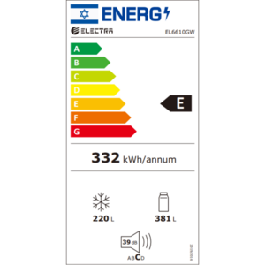 מקרר 4 דלתות 601 ליטר נטו Electra EL6610GW עם מפסק שבת - גימור זכוכית לבנה אחריות ע"י היבואן הרשמי אלקטרה