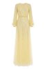 Red Carpet dress in georgette fabric with sequins fringes YELLOW COLOR