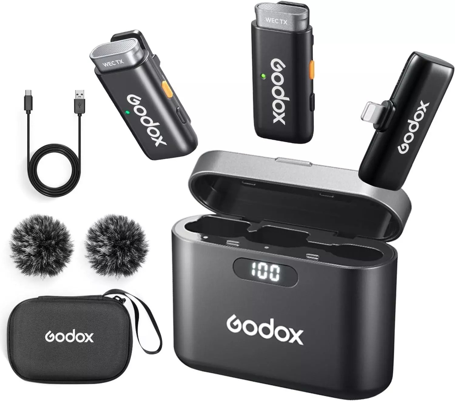 מיקרופון אלחוטי כפול מקצועי Godox WES1 2-Person Wireless Microphone System Microphone System