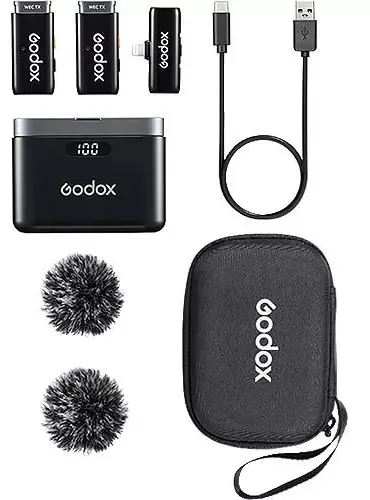 מיקרופון אלחוטי כפול מקצועי Godox WES1 2-Person Wireless Microphone System Microphone System