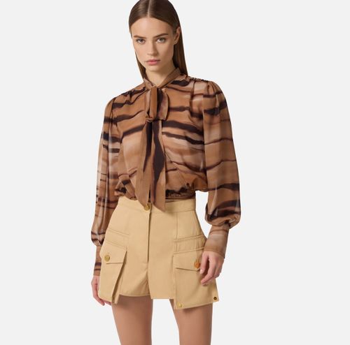 Chiffon blouse with tiger print