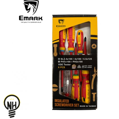 סט 6 מברגים מבודדים מקצועיים EMARK VDE 1000V לחשמלאים