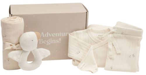 מארז לידה מפואר לתינוק The Adventure Begins עם 4 פריטים - שמנת