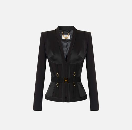 Bustier jacket in lightweight crêpe and satin fabrics