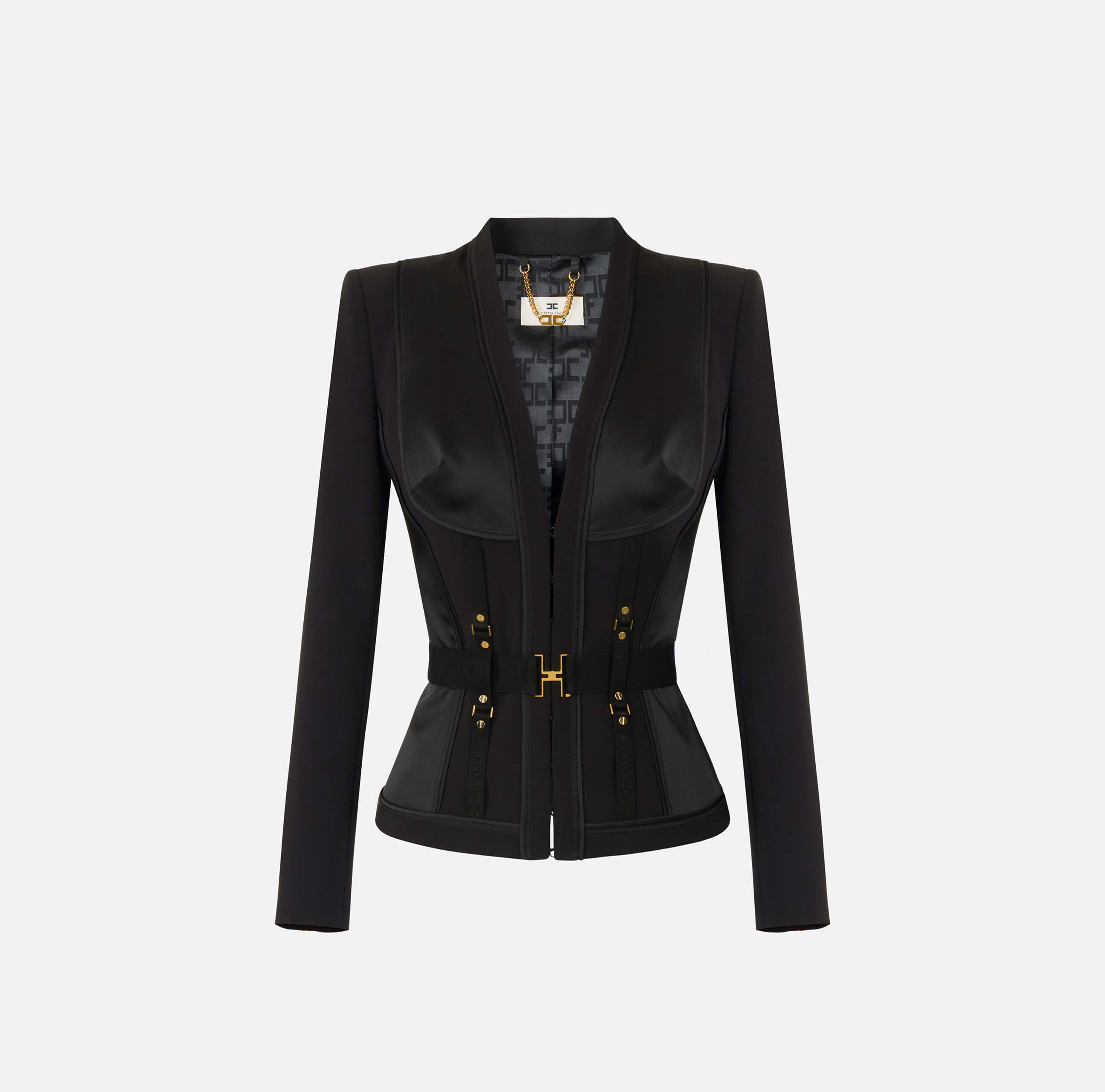 Bustier jacket in lightweight crêpe and satin fabrics