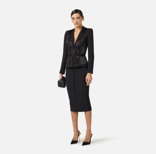 Bustier jacket in lightweight crêpe and satin fabrics