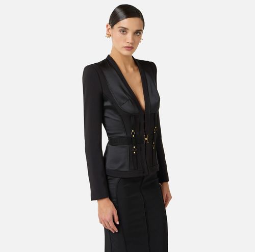 Bustier jacket in lightweight crêpe and satin fabrics