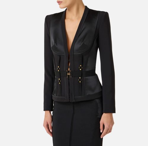 Bustier jacket in lightweight crêpe and satin fabrics