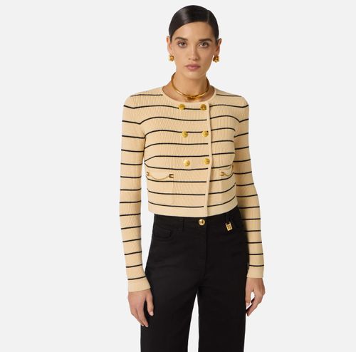 Striped knit cardigan