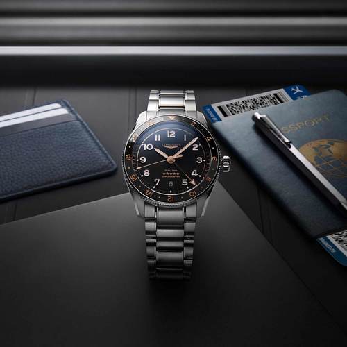 Longines L38124506 Spirit-Zulu 42MM GMT גברים לונג'ין יבואן רשמי