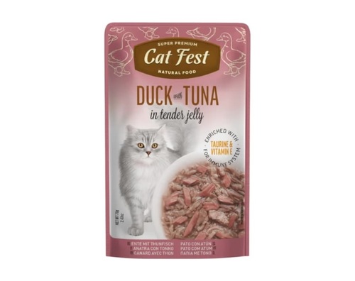 CAT FEST פאוץ' לחתולים בטעם ברווז וטונה 70 גרם