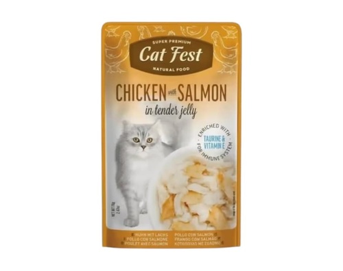 CAT FEST פאוץ' לחתולים בטעם עוף וסלמון 70 גרם
