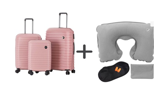 סט 3 מזוודות  Benaton Suitcase Vanille + ערכת טיסה-מתנה 