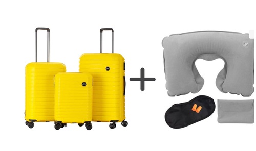 סט 3 מזוודות  Benaton Suitcase Vanille + ערכת טיסה-מתנה 