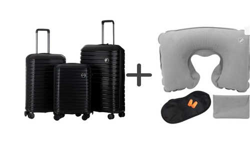 סט 3 מזוודות  Benaton Suitcase Vanille + ערכת טיסה-מתנה 