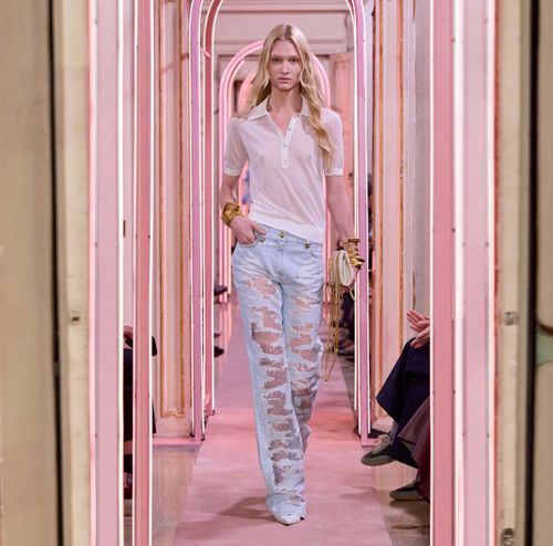 Palazzo jeans with organza details