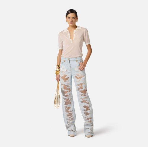 Palazzo jeans with organza details