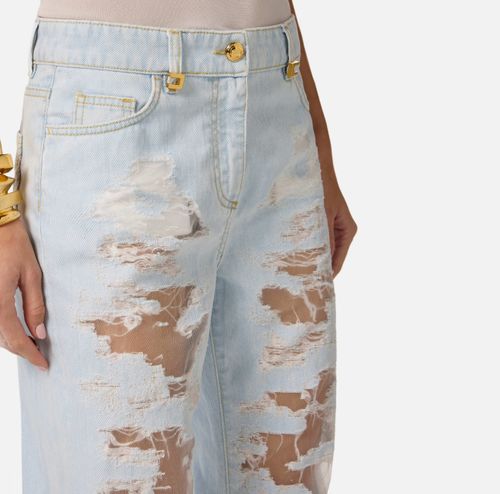 Palazzo jeans with organza details