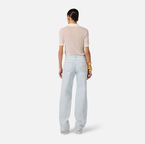 Palazzo jeans with organza details