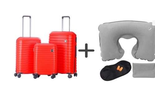 סט 3 מזוודות  Benaton Suitcase Vanille + ערכת טיסה-מתנה 