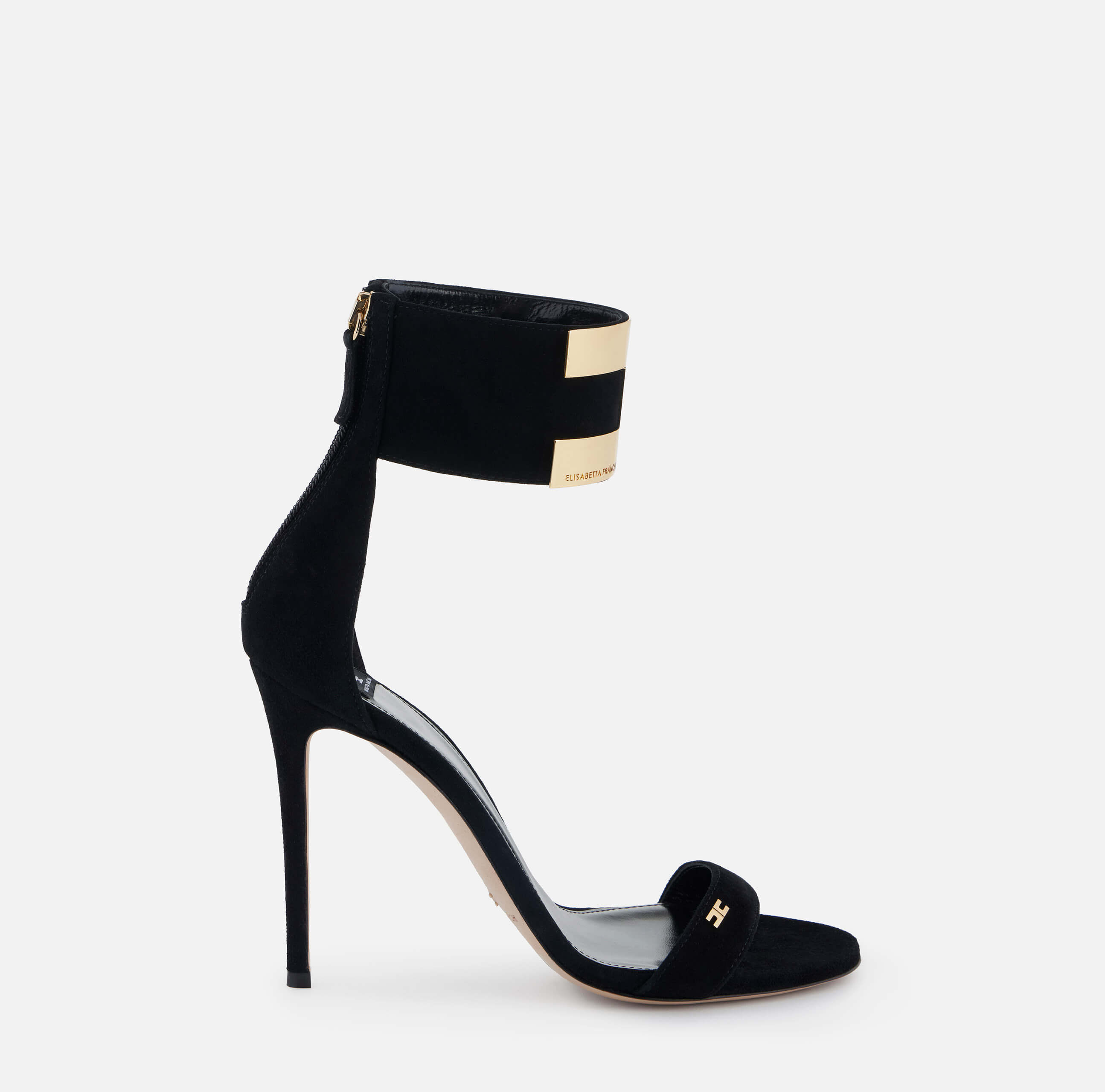 Suede sandals with jewel logo